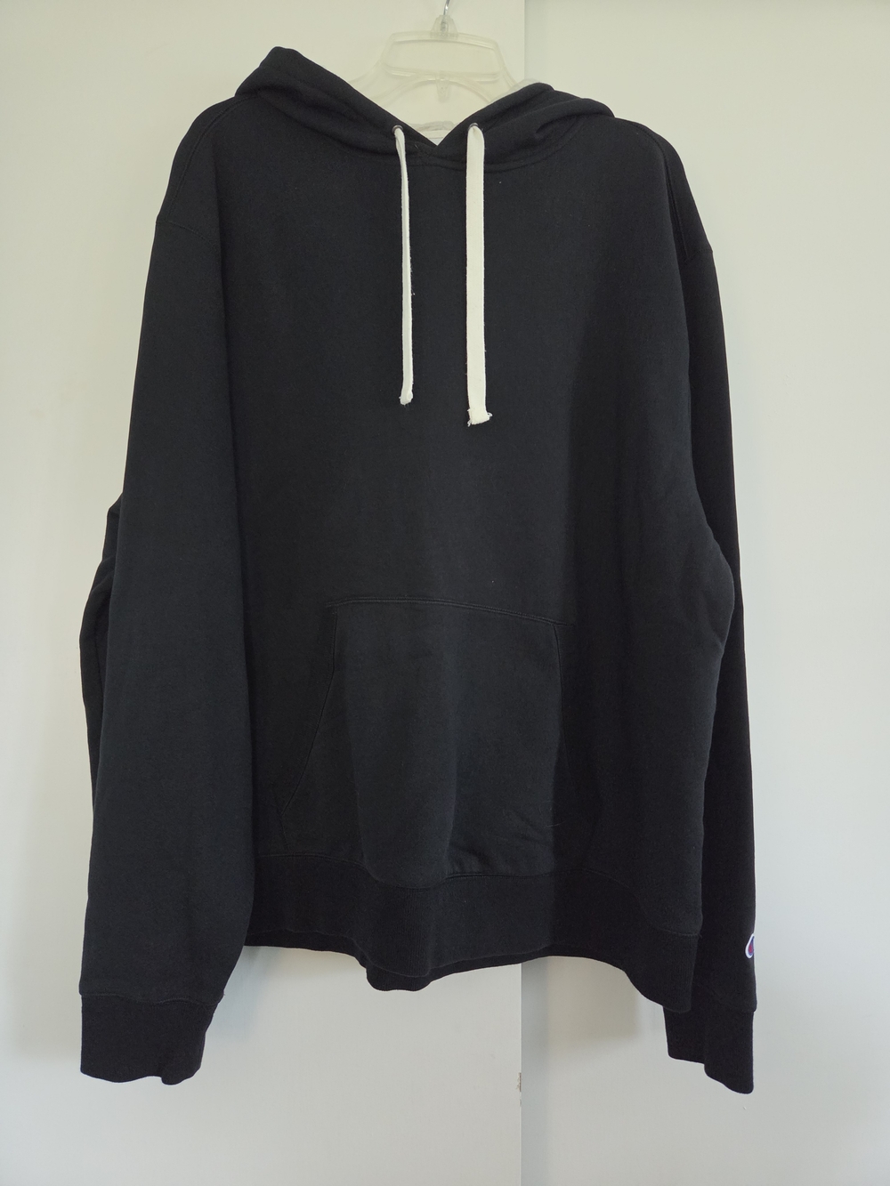 Men's Champion Black Pullover Hoodie with Drawstring